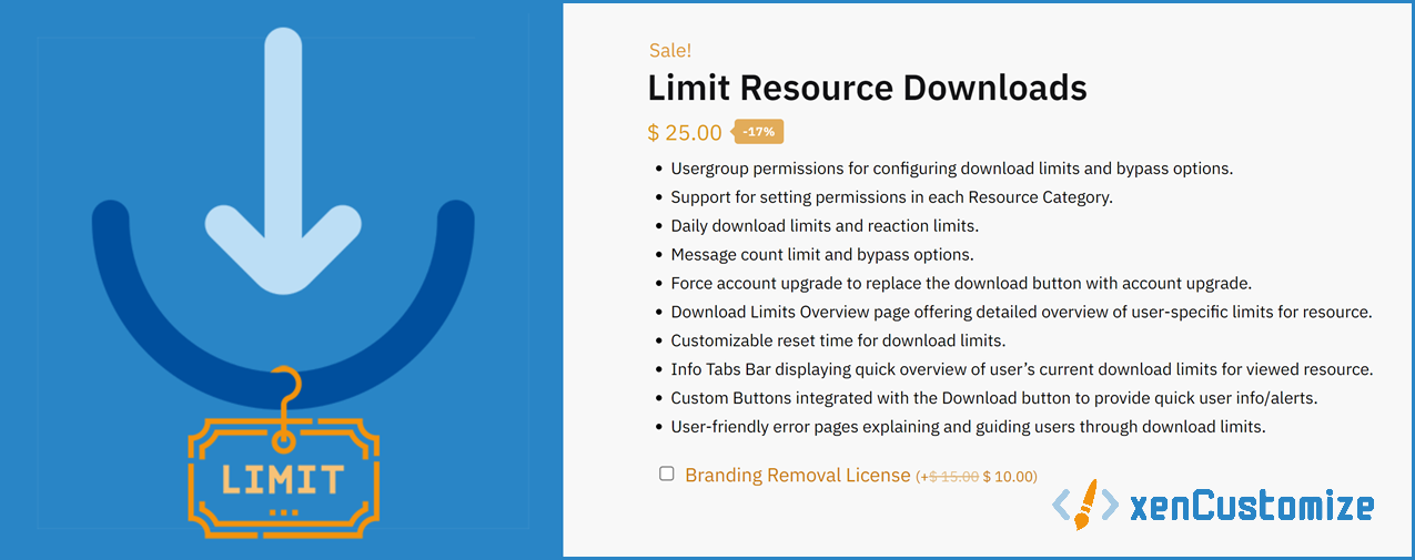 Ресурс '[XenCustomize] Limit Resource Downloads'