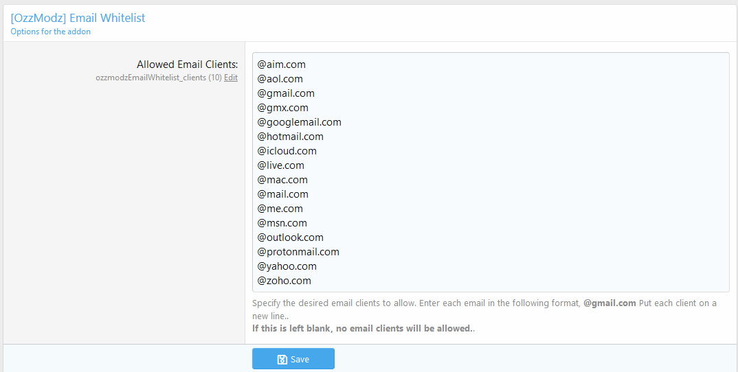 [aprodam.ru] [OzzModz] Email Whitelist